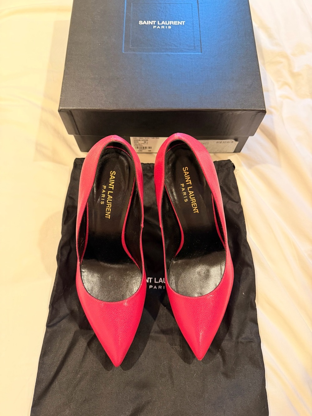 Saint Laurent Hot Pink Leather Platform Pumps - Picture 2 of 7